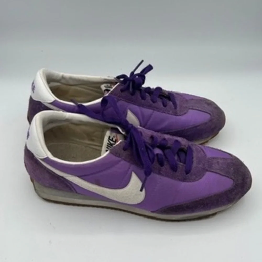 Nike Cortez Sneakers Women Sz 9 Purple Suede Nylon Retro Running Shoes